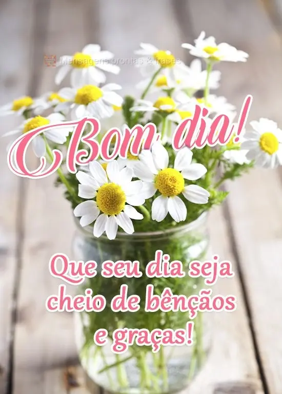Que seu dia seja cheio de bênçãos e graças! 
 Bom dia!
