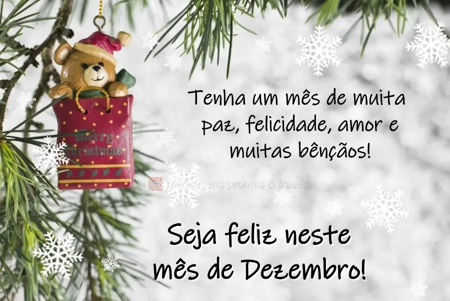 Tenha um mês de muita paz, felicidade, amor e muitas bênçãos! Seja feliz neste mês de Dezembro!