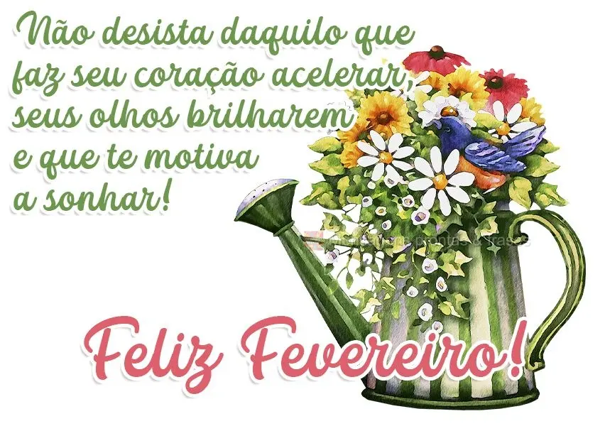 Não desista daquilo que faz seu coração acelerar, seus olhos brilharem e que te motiva a sonhar!  Feliz Fevereiro!