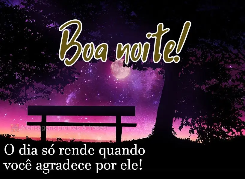 O dia só rende quando você agradece por ele! Boa noite! 