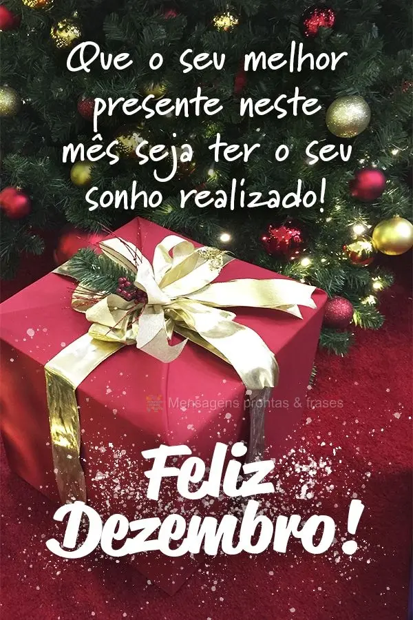 Que o seu melhor presente neste mês seja ter o seu sonho realizado! Feliz Dezembro!