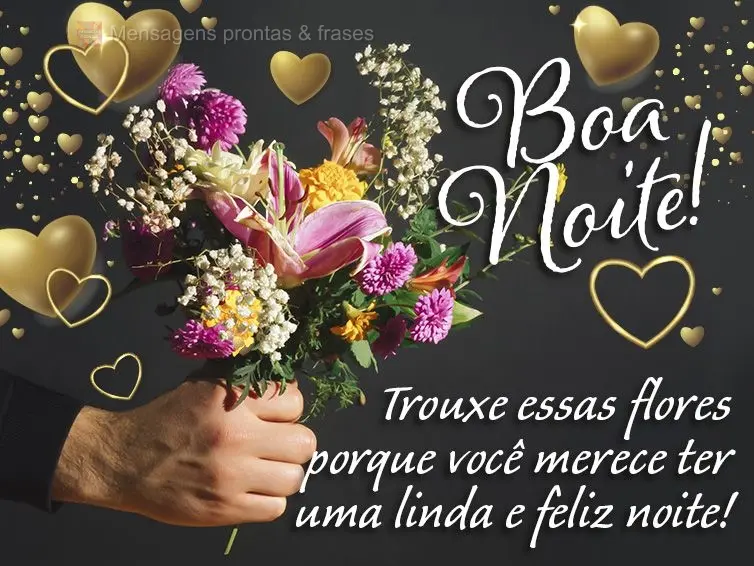 Trouxe essas flores porque você merece ter uma linda e feliz noite! Boa noite!
