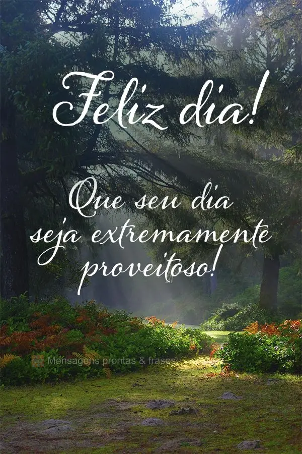 Que seu dia seja extremamente proveitoso!  Feliz dia!