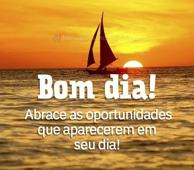Abrace as oportunidades que aparecerem em seu dia! Bom dia! 