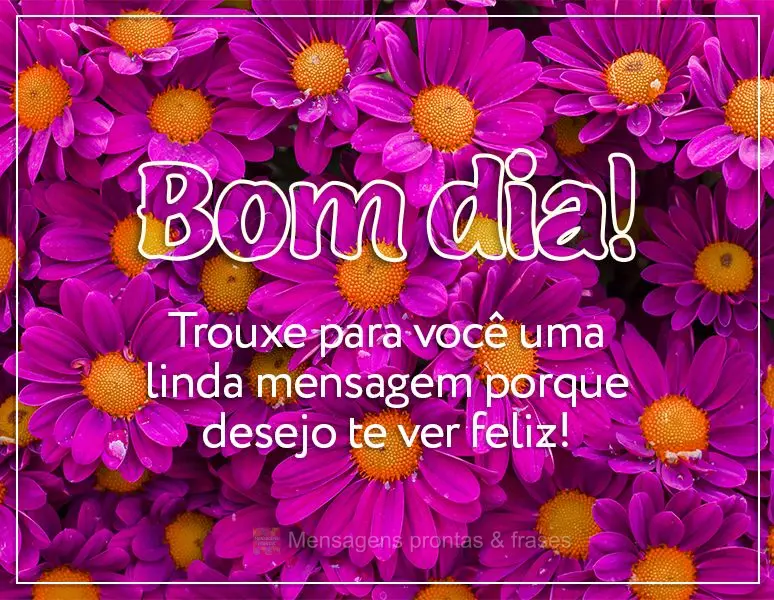 Trouxe para você uma linda mensagem porque desejo te ver feliz! Bom dia! 