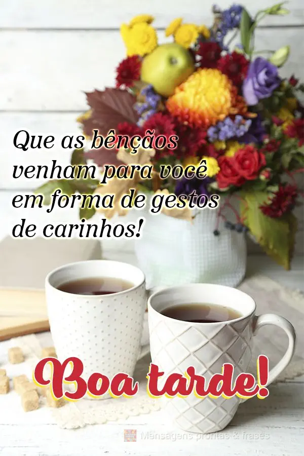 Que as bênçãos venham para você em forma de gestos de carinhos! Boa tarde!