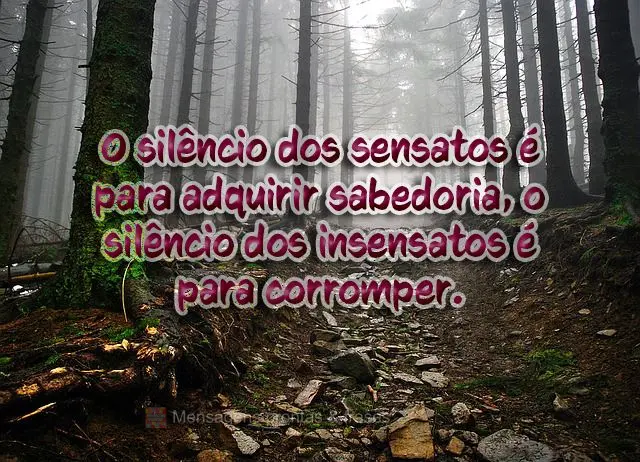 O silêncio dos sensatos é para adquirir sabedoria, o silêncio dos insensatos é para corromper.
