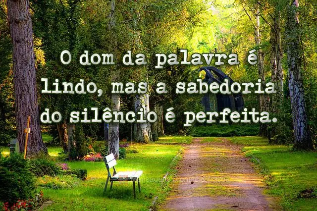 O dom da palavra é lindo, mas a sabedoria do silêncio é perfeita.
