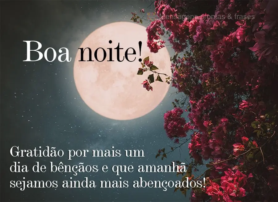 Gratidão por mais um dia de bênçãos e que amanhã sejamos ainda mais abençoados! Boa noite!