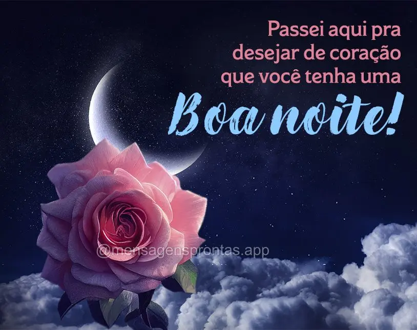 Passei aqui pra desejar de coração que você tenha uma Boa noite!
