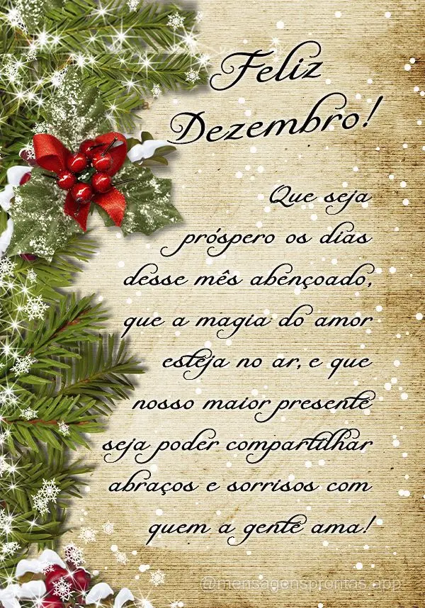 Que seja próspero os dias desse mês abençoado, que a magia do amor esteja no ar, e que nosso maior presente seja poder compartilhar abraços e sorriso...