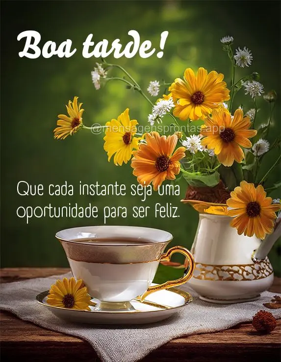 Que cada instante seja uma oportunidade para ser feliz. Boa tarde!