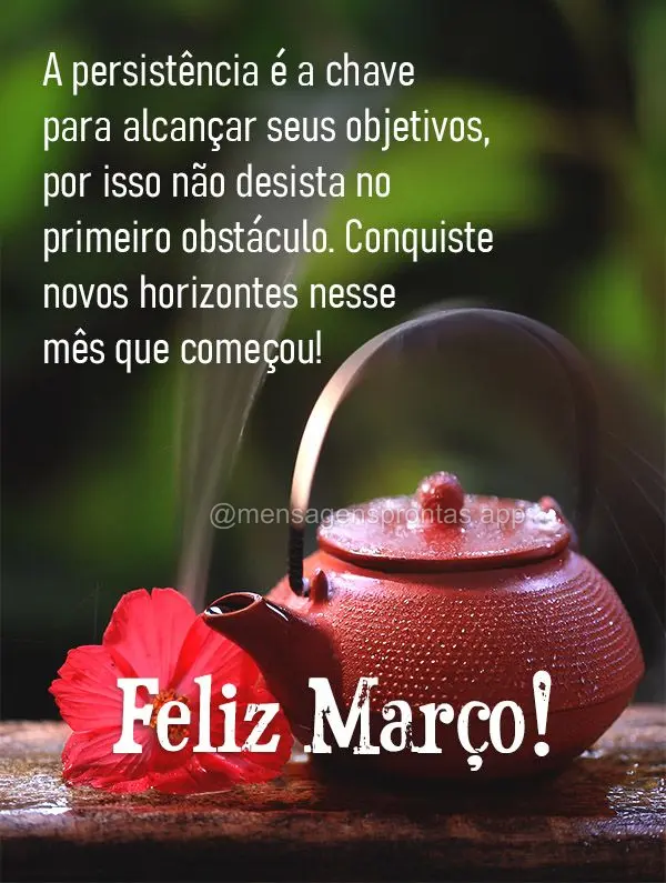 A persistência é a chave para alcançar seus objetivos, por isso não desista no primeiro obstáculo. Conquiste novos horizontes nesse mês que começo...
