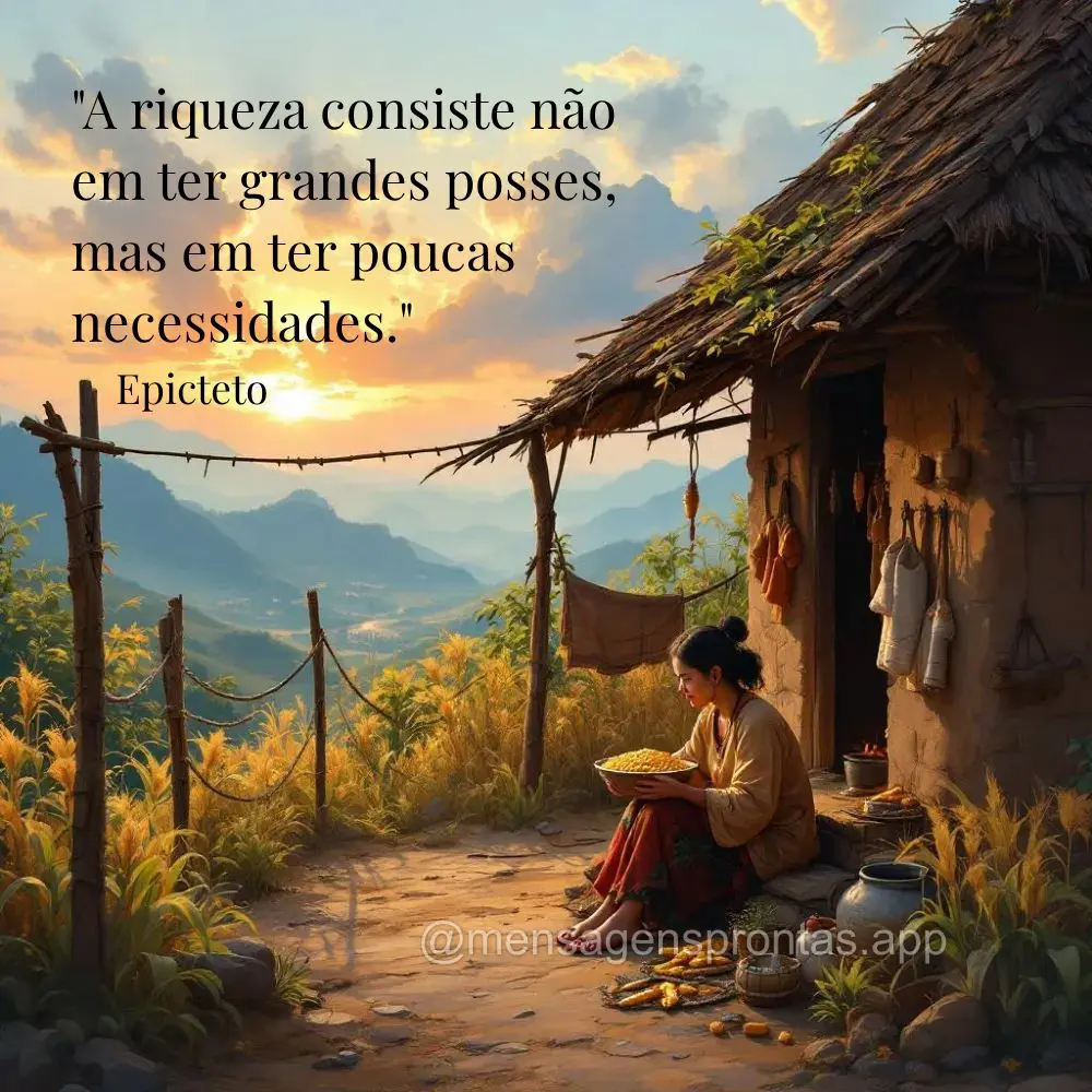 "A riqueza consiste não em ter grandes posses, mas em ter poucas 
necessidades." Epicteto