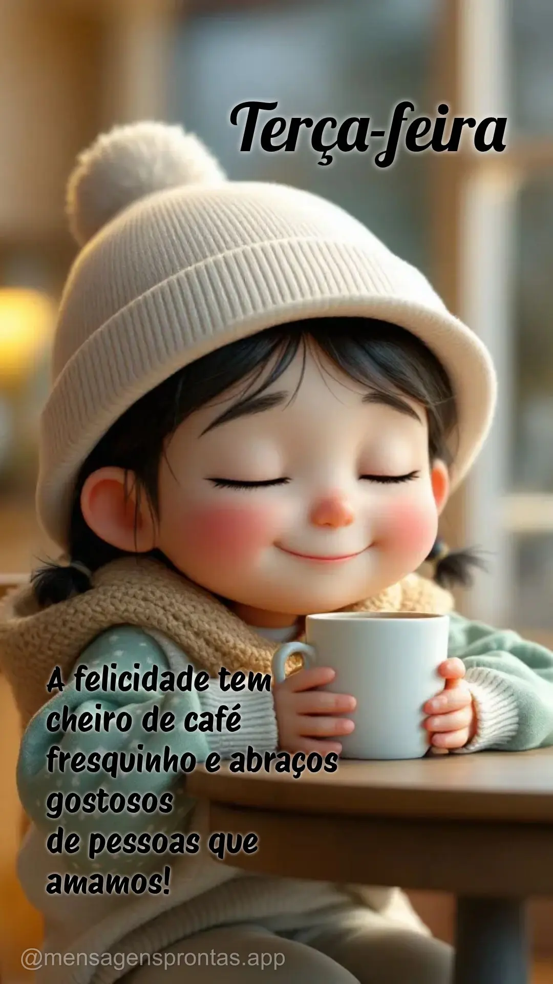 A felicidade tem cheiro de café fresquinho e abraços gostosos 
de pessoas que amamos! Terça-feira