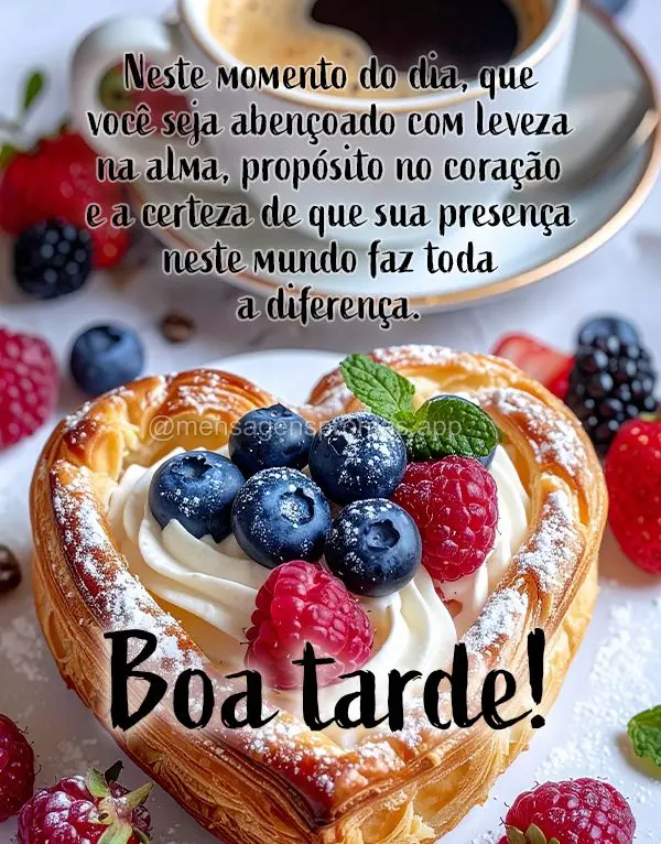 Neste momento do dia, que você seja abençoado com leveza na alma, propósito no coração e a certeza de que sua presença neste mundo faz toda a difer...