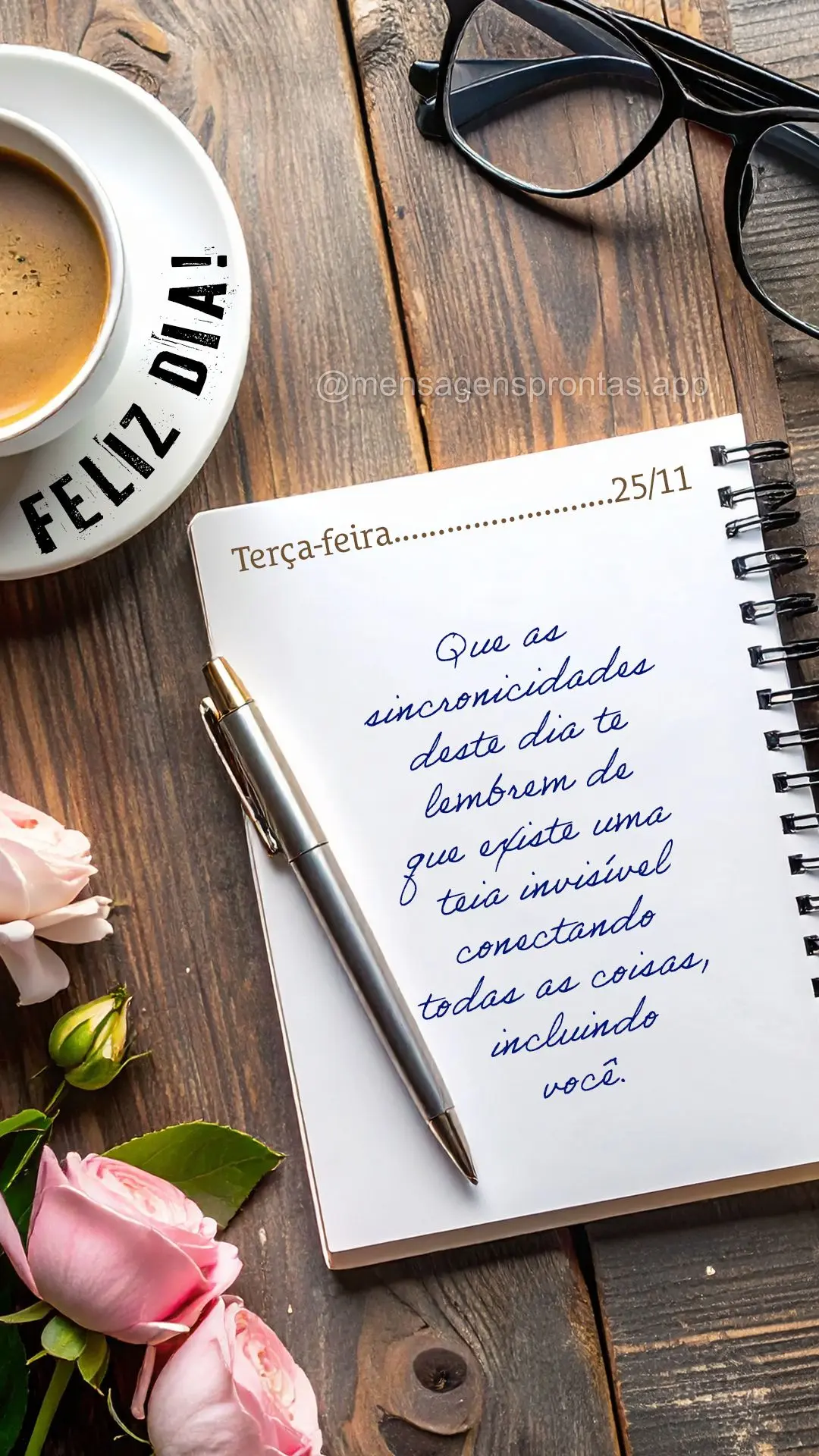 Que as sincronicidades deste dia te lembrem de que existe uma teia invisível conectando todas as coisas, incluindo você. Feliz dia! 25/11 Terça-feira...