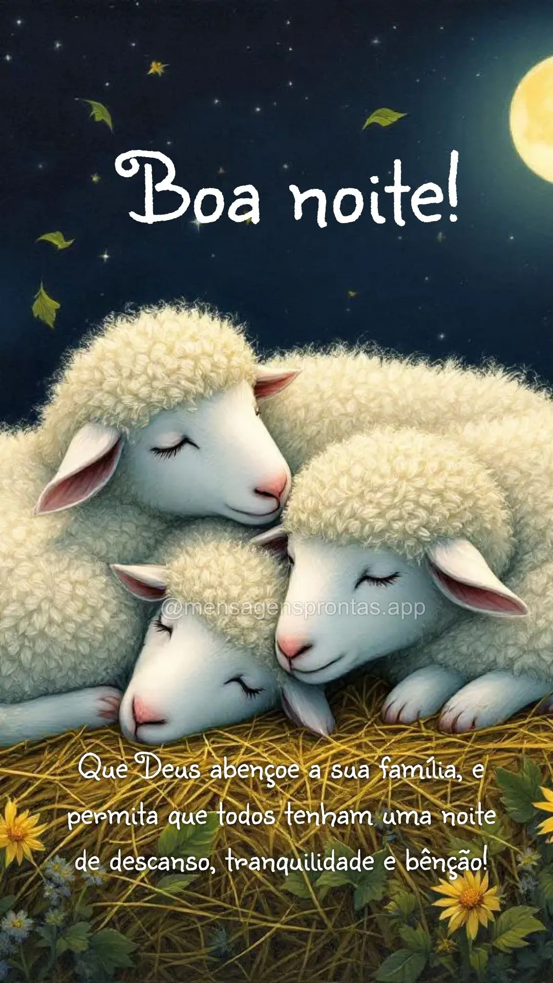 Que Deus abençoe a sua família, e permita que todos tenham uma noite de descanso, tranquilidade e bênção! Boa noite!