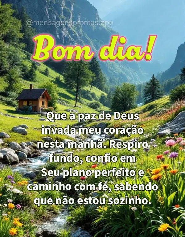 Que a paz de Deus invada meu coração nesta manhã. Respiro fundo, confio em Seu plano perfeito e caminho com fé, sabendo que não estou sozinho. Bom d...